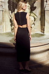 VESTIDO LONGO MALHA VAZADO METAL (MAXI MIDI)