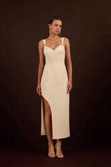 VESTIDO MAX FENDA COM CINTO