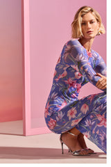 VESTIDO MIDI PATBO AZUL ESTAMPA FLOR