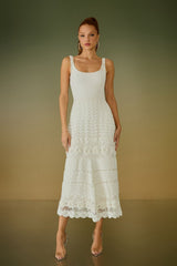 VESTIDO MIDI EMMA CROCHET OFF WHITE