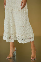 VESTIDO MIDI EMMA CROCHET OFF WHITE