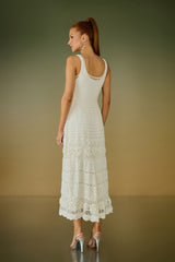VESTIDO MIDI EMMA CROCHET OFF WHITE