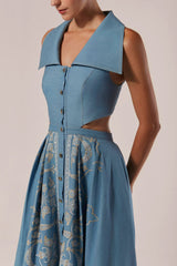 VESTIDO MIDI FRENTE ÚNICA CHAMBRAY ELEGANZA