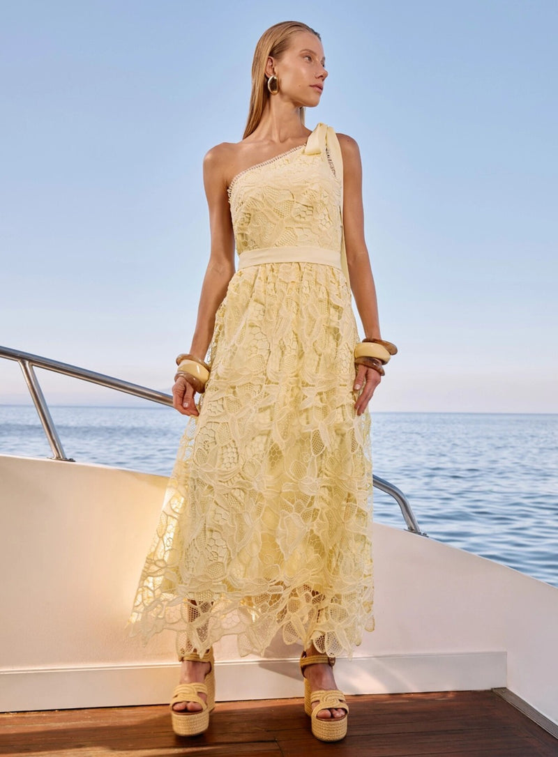 VESTIDO MIDI GUIPIR AMARELO