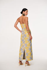 VESTIDO MIDI JACQUARD BLEU