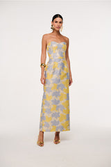 VESTIDO MIDI JACQUARD BLEU