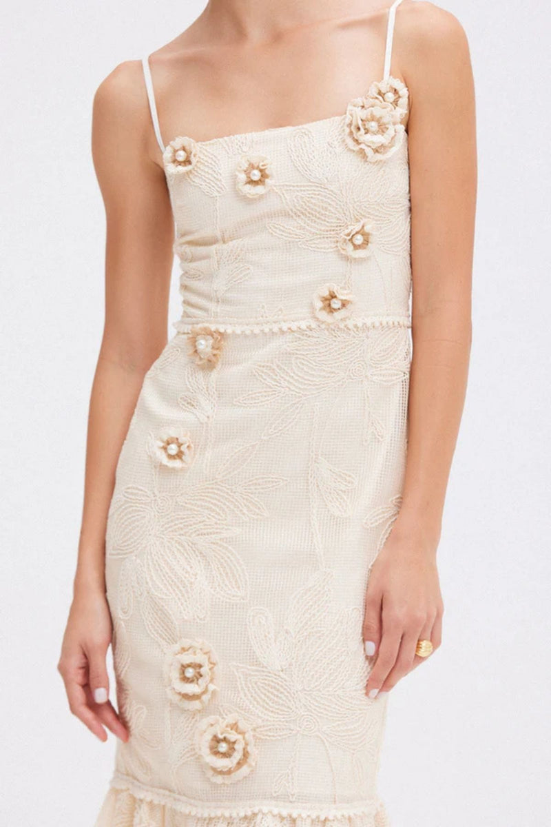 VESTIDO MIDI TELA DE FLORES PATBO