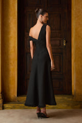 VESTIDO MIDI TWEED NOIR