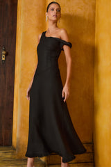 VESTIDO MIDI TWEED NOIR