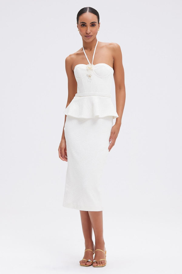 VESTIDO PATBO MIDI AMARRAÇÃO FRENTE ÚNICA COM DETALHE EM FLORES