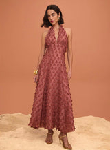 VESTIDO MIDI FRENTE ÚNICA FLORES