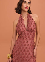 VESTIDO MIDI FRENTE ÚNICA FLORES