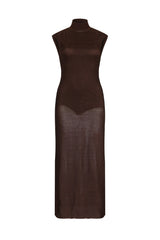 VESTIDO TRICOT LIQ DARK BROWN BLACK