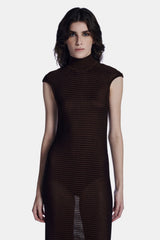 VESTIDO TRICOT LIQ DARK BROWN BLACK