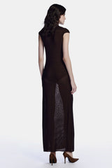 VESTIDO TRICOT LIQ DARK BROWN BLACK