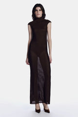 VESTIDO TRICOT LIQ DARK BROWN BLACK